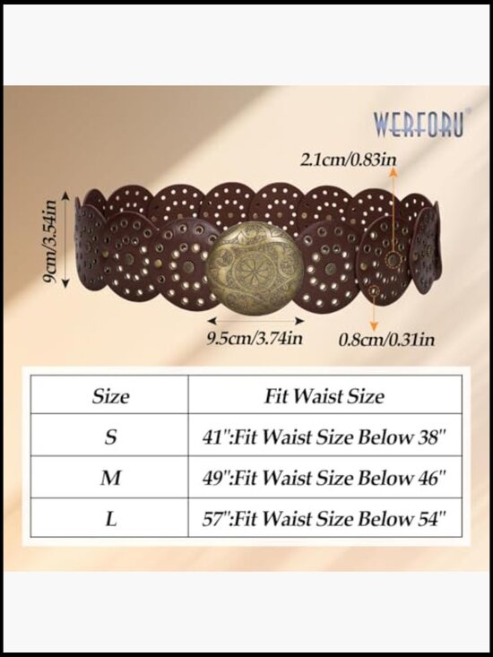 Vintage PU Leather Western Disc Buckle Waist Belt Boho